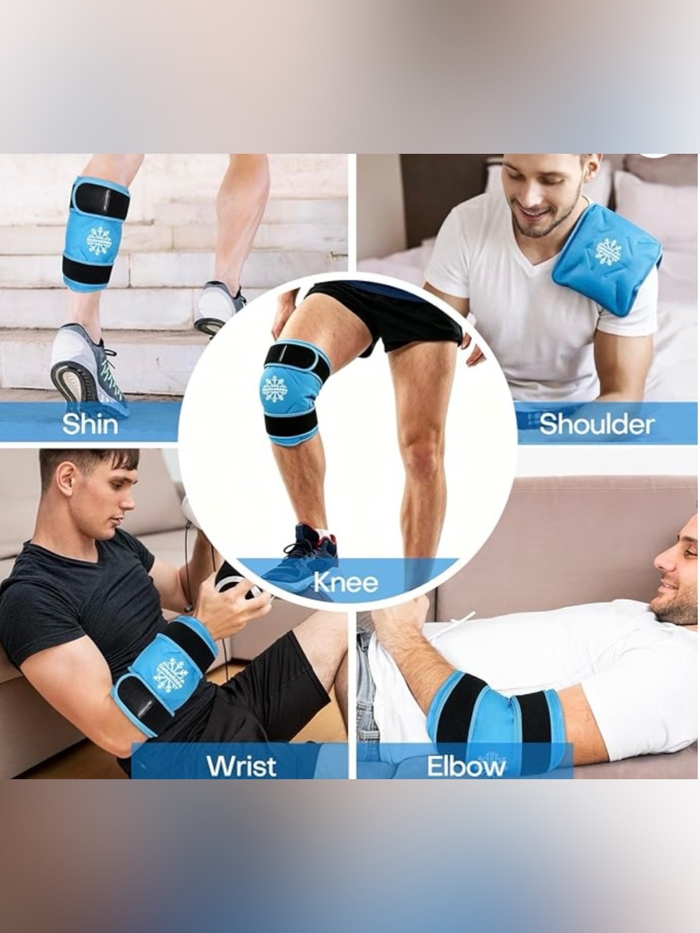 SEIWEHIDO Knee Ice Pack Wrap Do Pain Relief Reusable Gel Ice (BLUE) Out Of Box